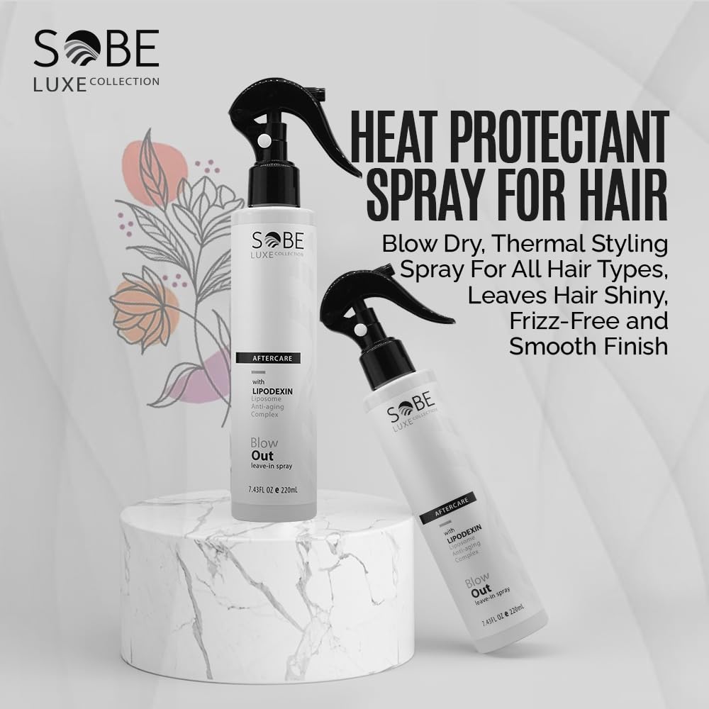 Heat Protectant Spray - Thermal Styling for All Hair Types | 8 Fl Oz, Frizz-Free, Shiny Finish