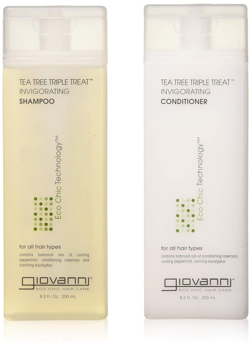 GIOVANNI Tea Tree Triple Treat Shampoo & Conditioner Set - Invigorating Vegan Formula for Dry Scalp | 8.5 oz Each