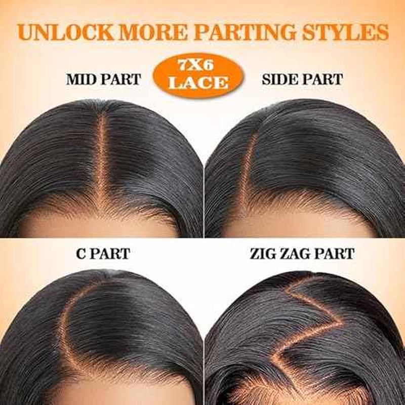 CHEETAHBEAUTY 7x6 Glueless Wigs Human Hair Pre Plucked Pre Cut 26 Inch Body Wave Lace Front Wigs Human Hair for Women 7x6 HD Lace Closure Wigs with Elastic Drawstring 200% Density Natural Color