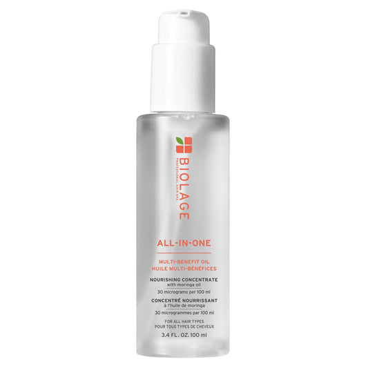 Biolage All-In-One Multi-Benefit Styling Oil - Detangles, Nourishes & Smoothes, For All Hair Types, With Moringa Oil, Vegan, 3.4 Fl Oz
