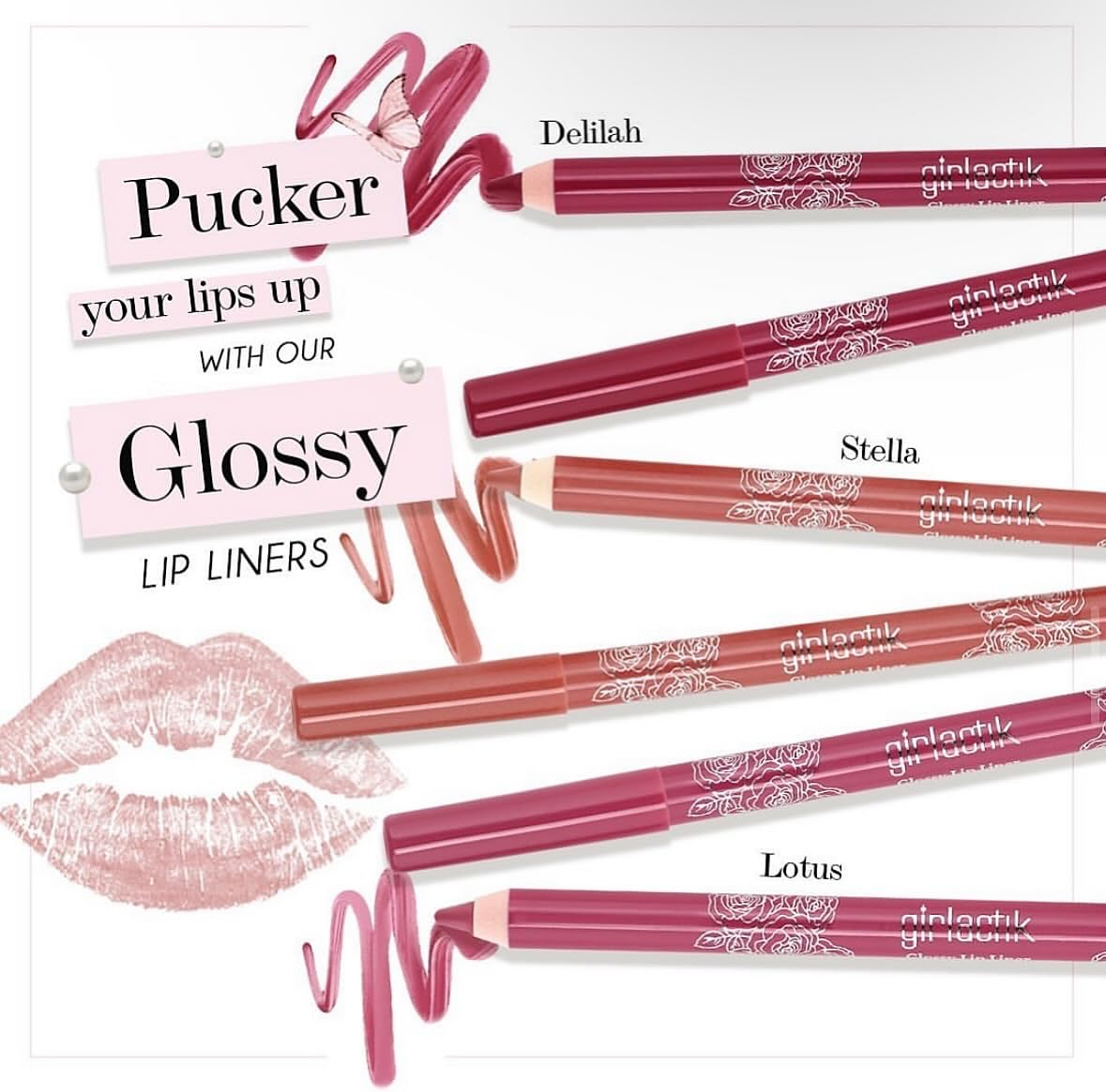 Girlactik Glossy Lip Liner – Moisturizing Lip Pencil with Glossy Shine – Smooth, Creamy, Clean Beauty, Vegan & Cruelty-Free Formula (Lotus)