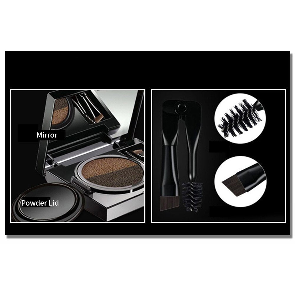 Waterproof Air Cushion Eyebrow Cream Powder Makeup - Duo Brushes | Dark Brow Set