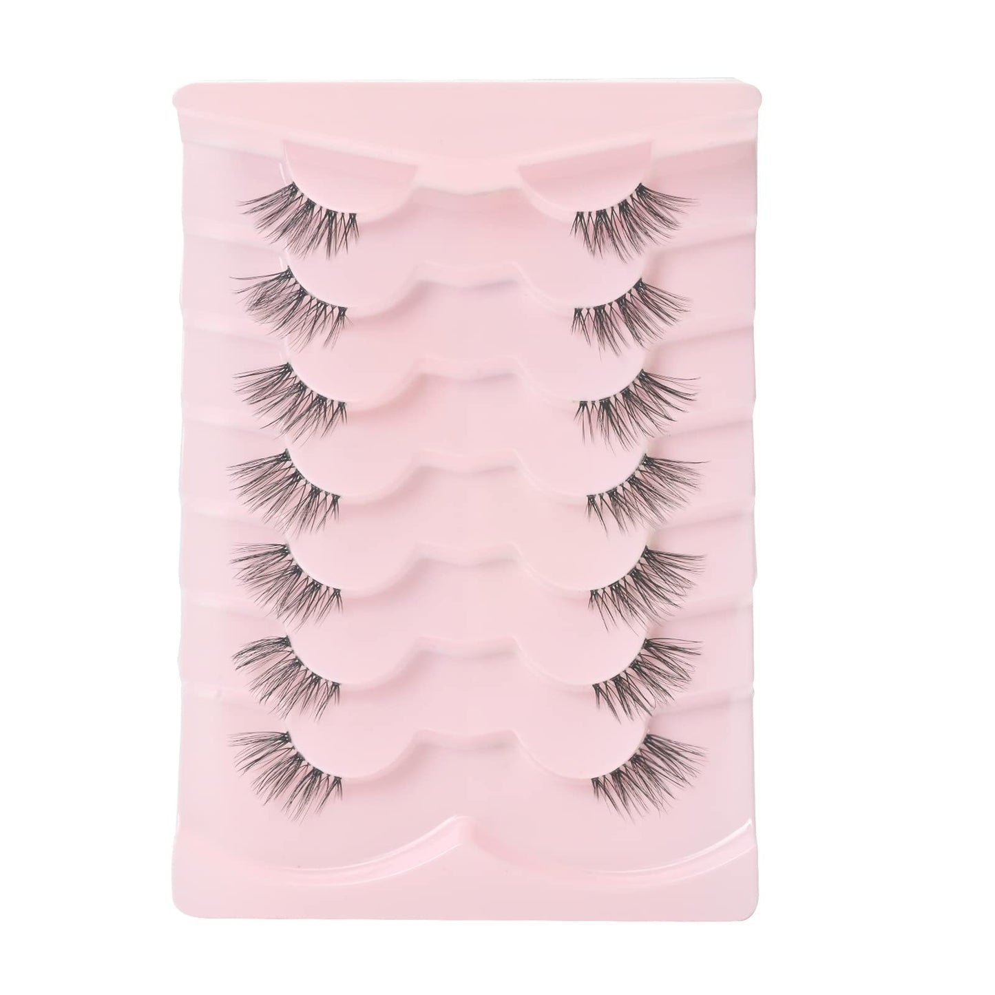 Onlyall Natural Lashes Half Lashes Natural Look False Wispy Eyelashes Clear Band Lashes Pack 3D Faux Mink Lashes 7 Pairs C03