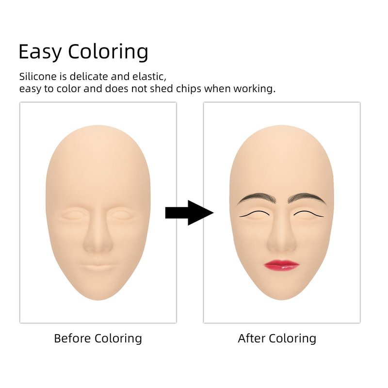 Face Practice Skin, 10 Pcs 3D Practice Face Skin Practice Skin Face Microblading Eyebrow Eye Lip Silicone Fake Skin for Beginners Experienced Artists