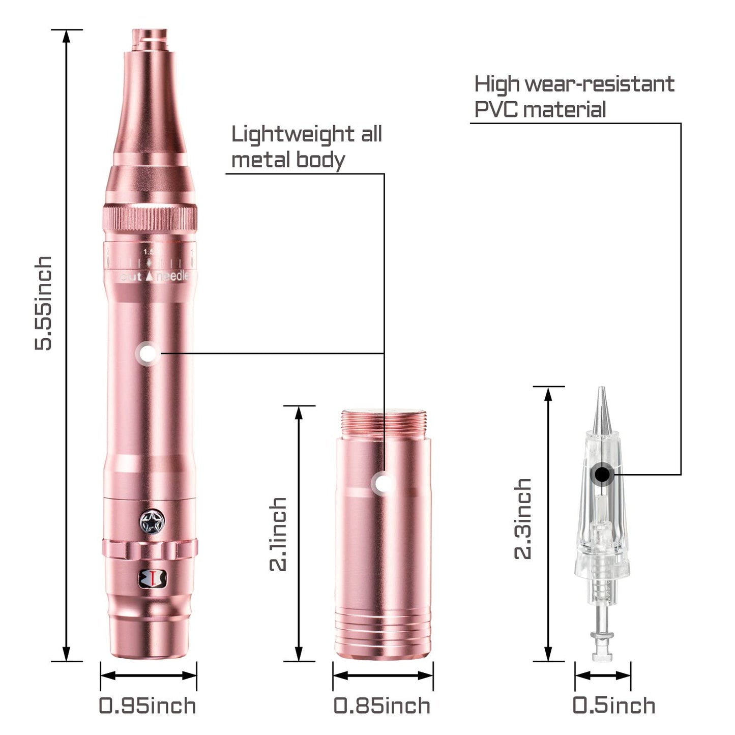 Whalrace PMU Machine, cordless Permanent Makeup Machine Kit with 10 PMU Needles & 1 Lithium Battery, Tattoo Machine Microblading Machine for Eyebrows, Lips, Eyeliners - Rose Gold