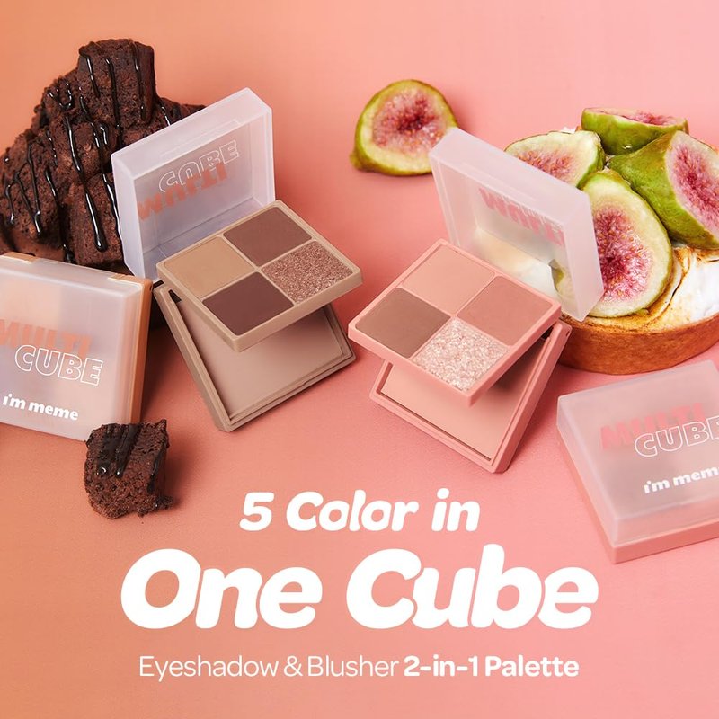 I'M MEME Mini 2-in-1 Palette - Multi Cube 07 Deep Chocolate mousse | Portable, Versatile, 4 Eye-shadows and 1 Blush, Soft Touch, Suitable For Daily Blending, Long Lasting, Pearly Finish, 0.27 Oz