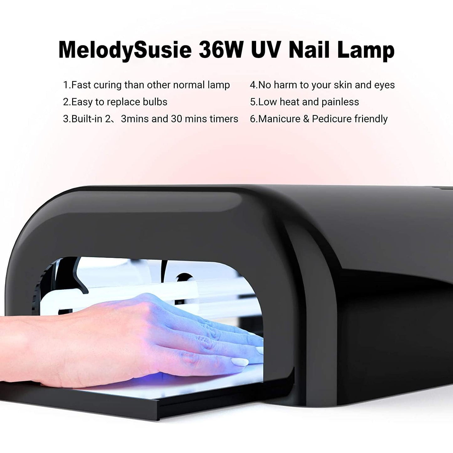 MelodySusie Professional UV Nail Lamp with 4 Light Tubes & Metal Sliding Base, S-Pro04 Salon-Grade Fast Curing Nail Dryer for 3D Printer UV Resin, Hard Gel, Extension, & Acrylic Gel Polishes