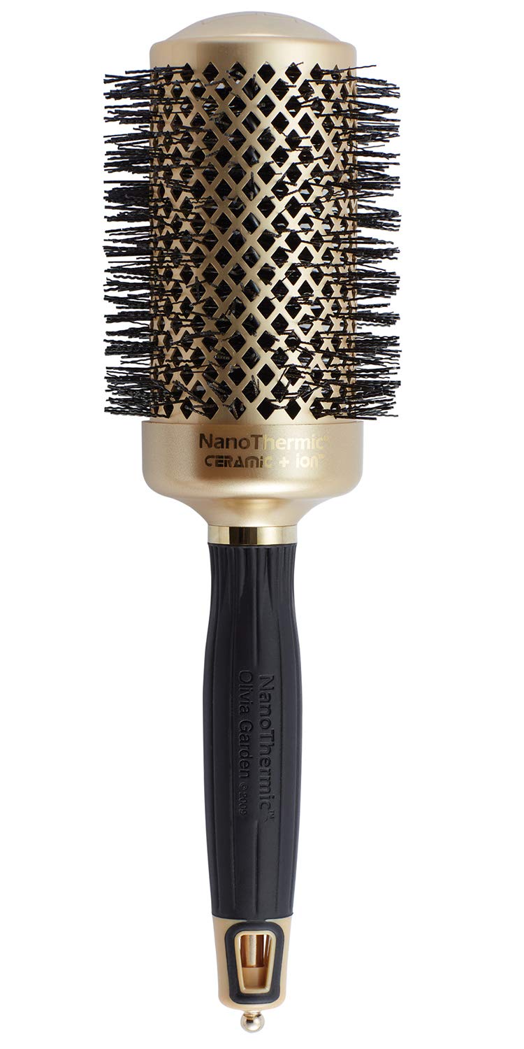 Olivia Garden NanoThermic Ceramic + Ion Round Thermal Hair Brush - Not Electrical - Professional Blowout Brush for Normal to Thick Hair, NT-54G 2 1/8"