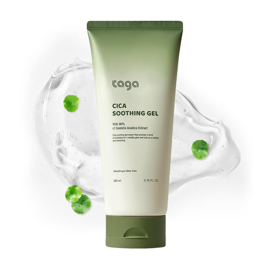 TAGA Cica Soothing Gel 200ml | Vegan Cooling Moisturizing Gel with 900,000ppm Centella & Vitamin K | Lightweight, Fast-Absorbing Hydration for Face & Body | Non-Sticky Cooling Care for Sensitive Skin
