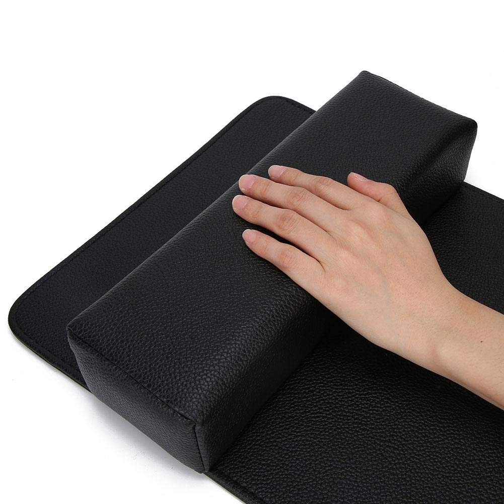 huaer2020 Nail Pillow,Durable Soft Washable Nail Art Hand Pillow Arm Rest Holder Cushion Mat Set Manicure Tool for Beauty Salon (Black)