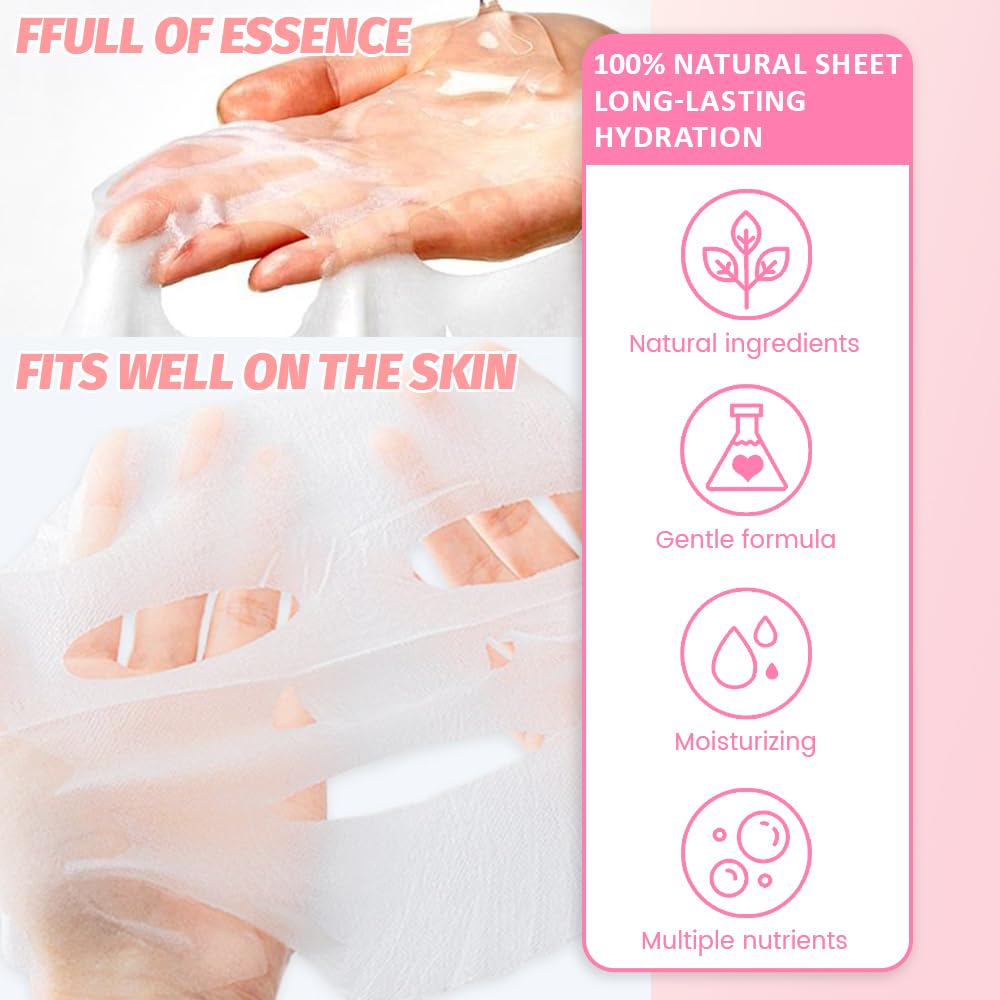 Kaely 8 Pack Variety Sheet Masks, Spa Party Face Masks for Kids Teens Skincare Set, Girls Night Facial Masks Skin Care, Moisturize Soothe for All Skin Types, Birthday Christmas Gifts, Set02