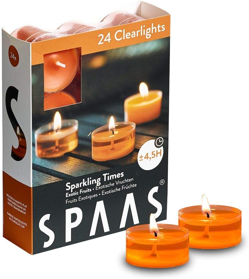 Morning Breeze Scented Tealights - Spaas 24 Clear Cup Candles, 4.5 Hour Burn Time