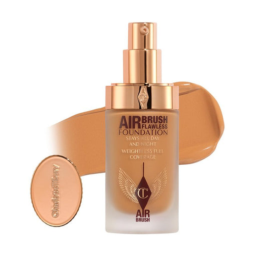 Charlotte Tilbury Airbrush Flawless Matte Foundation - Full Coverage Liquid Makeup with a Natural-Matte Finish - Smoothes & Blurs Pores - Waterproof & Transfer Resistant - 10 Warm