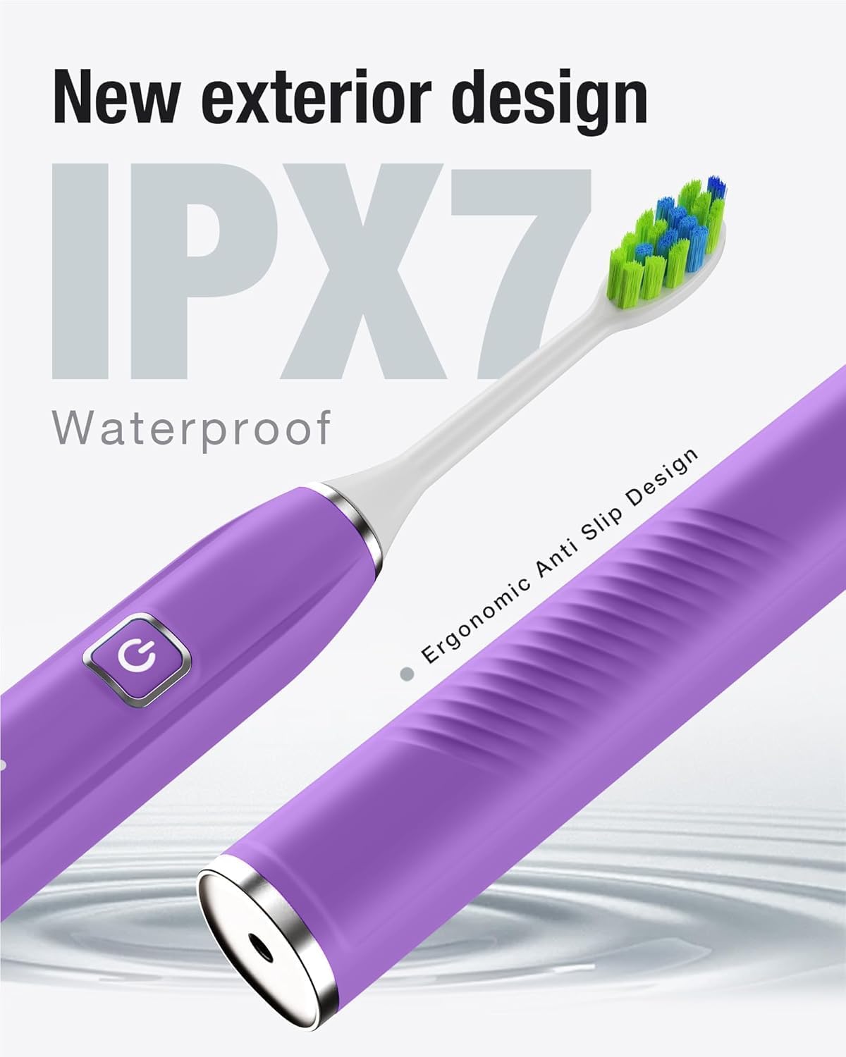 Ultrasonic Electric Toothbrush - 6 Brush Heads, 5 Modes, 120 Days Battery Life | USB-C Charge, Smart Timer (Purple)