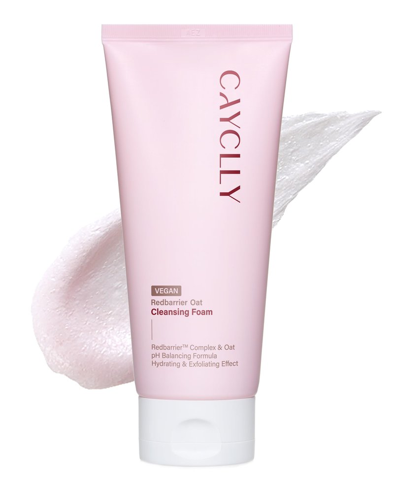 CAYCLLY Redbarrier Oat Cleansing Foam | Gentle Hydrating Face Wash with LHA, PHA & Hyaluronic Acid | Low-pH Korean Cleanser for Daily Use, Pore Care & Removing Impurities, 5.07 fl. oz.