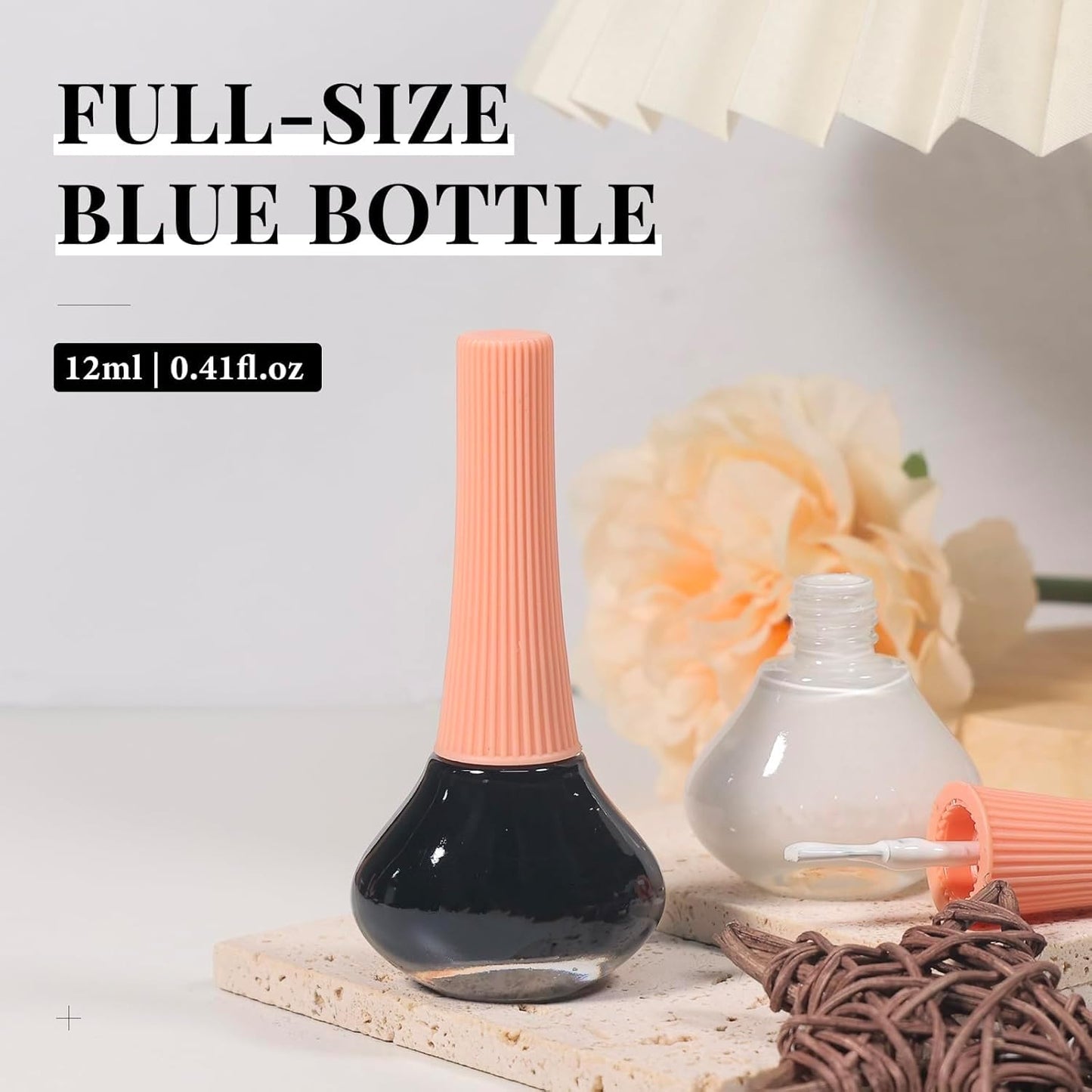 COSMOO White and Black 2pcs Nail Polish, 12ml Quick Dry Nail Lacquer, Super Lustrous Nail Enamel Polish, Shimmer Iridescent Ultrachrome Nail Art Varnish, 0.41 fl oz/pcs (Black + White)