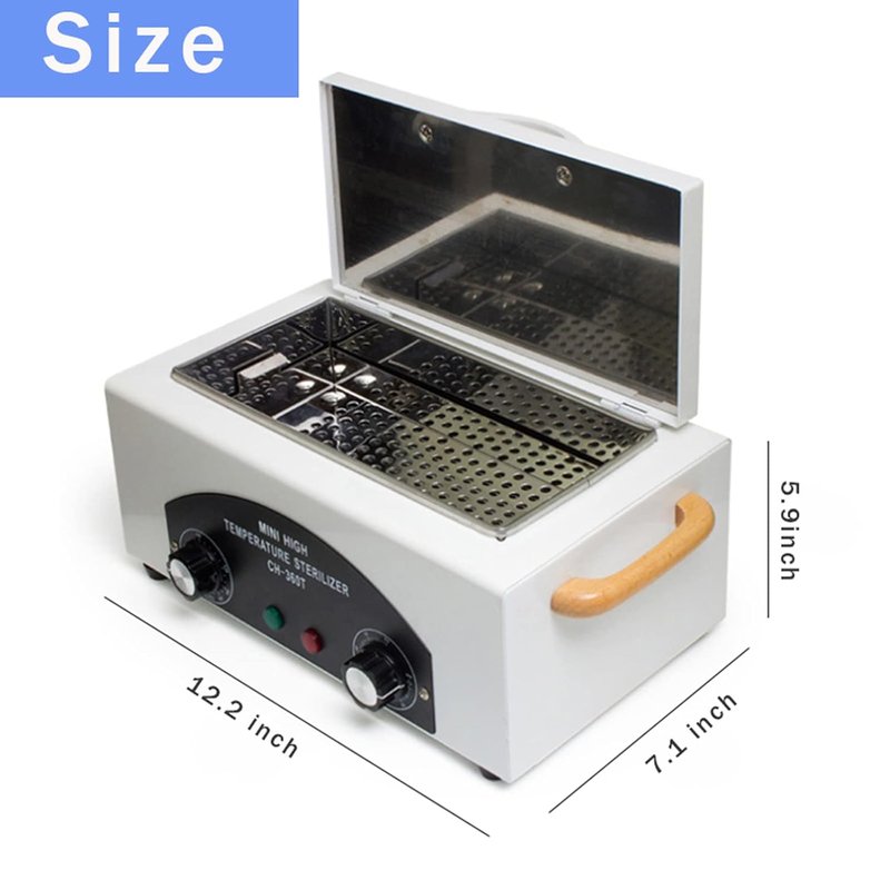 High Temperature Cleaning Box - 300W 1.5L Dry Heat Sterilizer Cabinet for Nail Tools & Spa Equipment | Stainless Tray Included