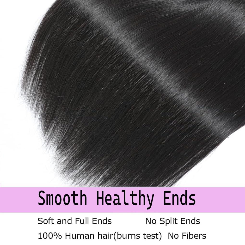 12A Straight Human Hair Bundles - 20 Inch Brazilian Virgin Hair Extensions for Black Women | Natural Black Color