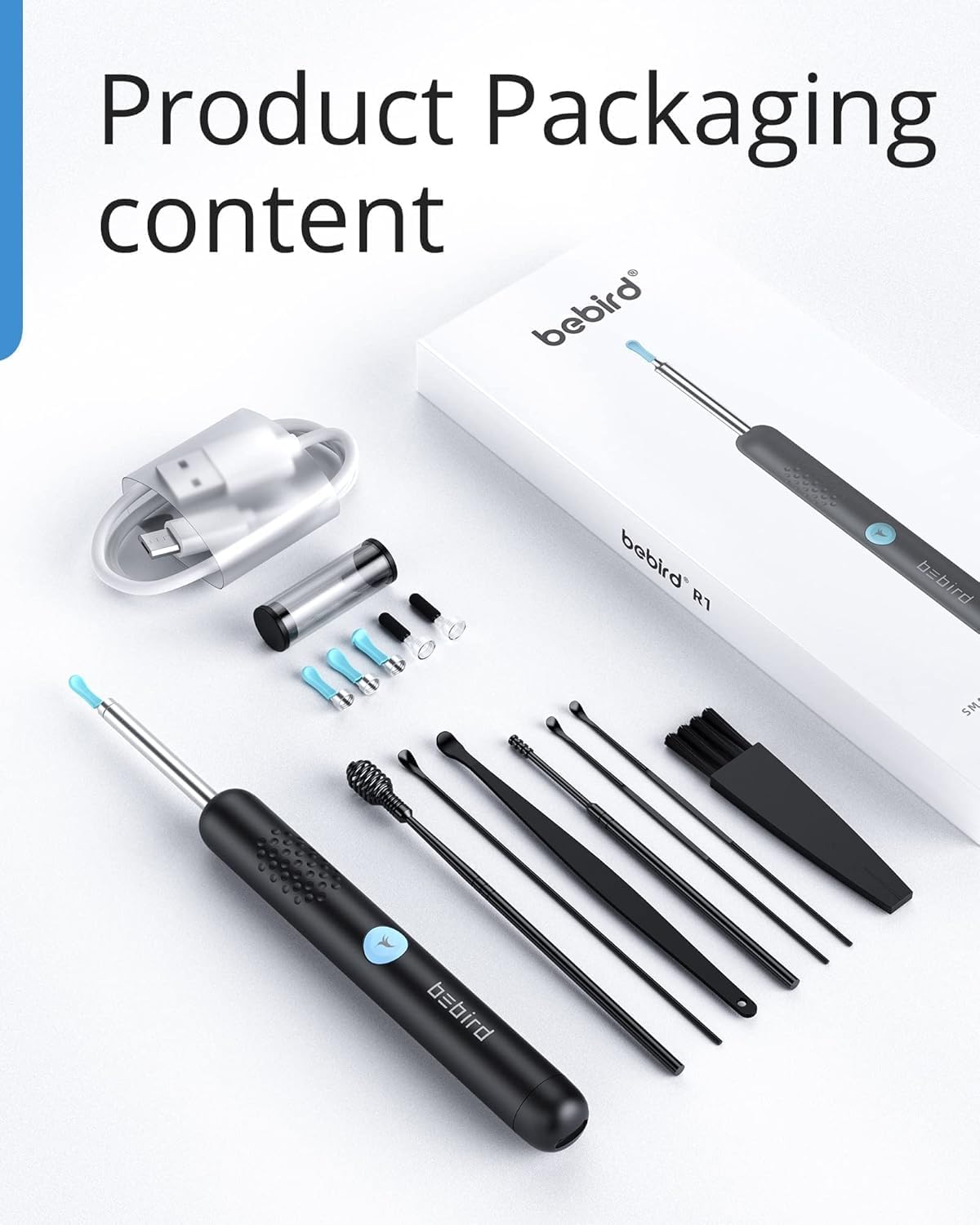 BEBIRD R1 Ear Wax Removal Tool - 1080P Camera Ear Cleaner with LED Light & Replacement Tips | Safe for Ear/Nose/Throat Use