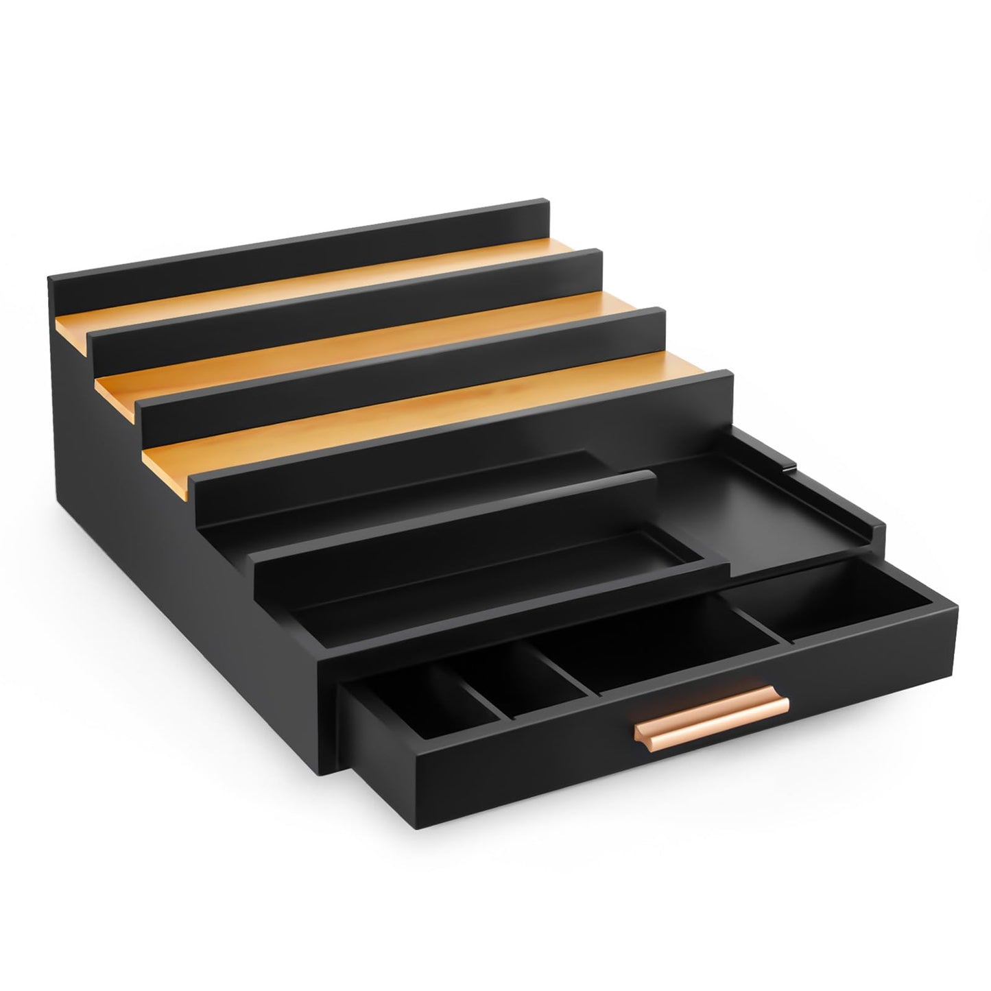 Zioffiel Cologne Organizer for Men, 5 Tier Wooden Perfume Organizer Display with Drawer and Hidden Compartment, Cologne Stand, Perfume Stand, Display Risers, Gift for Men (Brown)