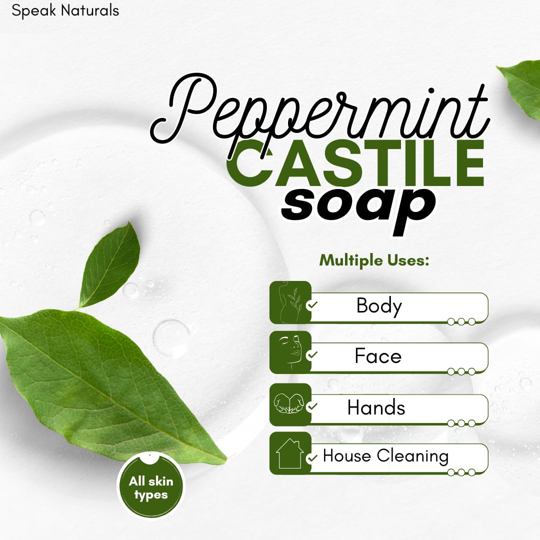 Speak Naturals Teatree and Peppermint Castile Soap for Sensitive Skin 2 Pack with Pumps 32 Fl Oz