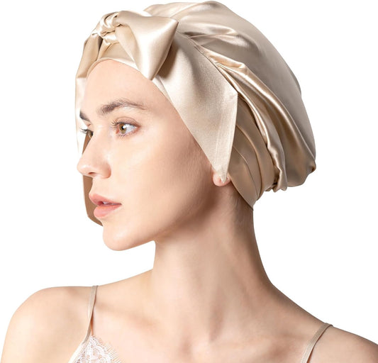 Mulberry Silk Bonnet for Sleeping | 22 Momme Grade-6A Hair Wrap for Short & Long Curly Hair
