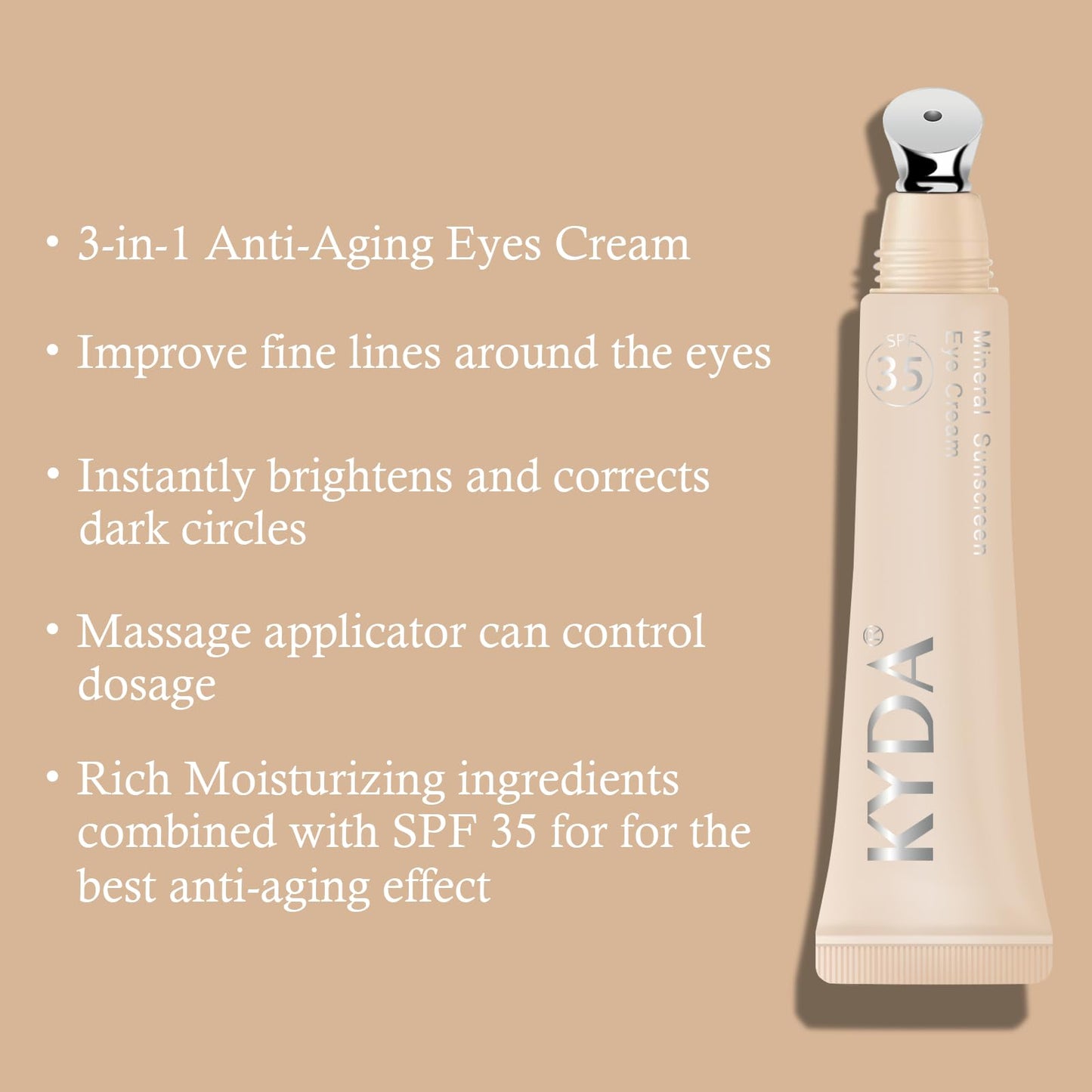 FREEORR Mineral Sunscreen Eye Cream, SPF 35 3-in-1 Tinted Eye Cream Under Eye Corrector or Smooth Eyelines Cover Dark Circle, Fine Lines Puffiness and Bags, Anti-Aging Sunscreen Concealer-04 Pink