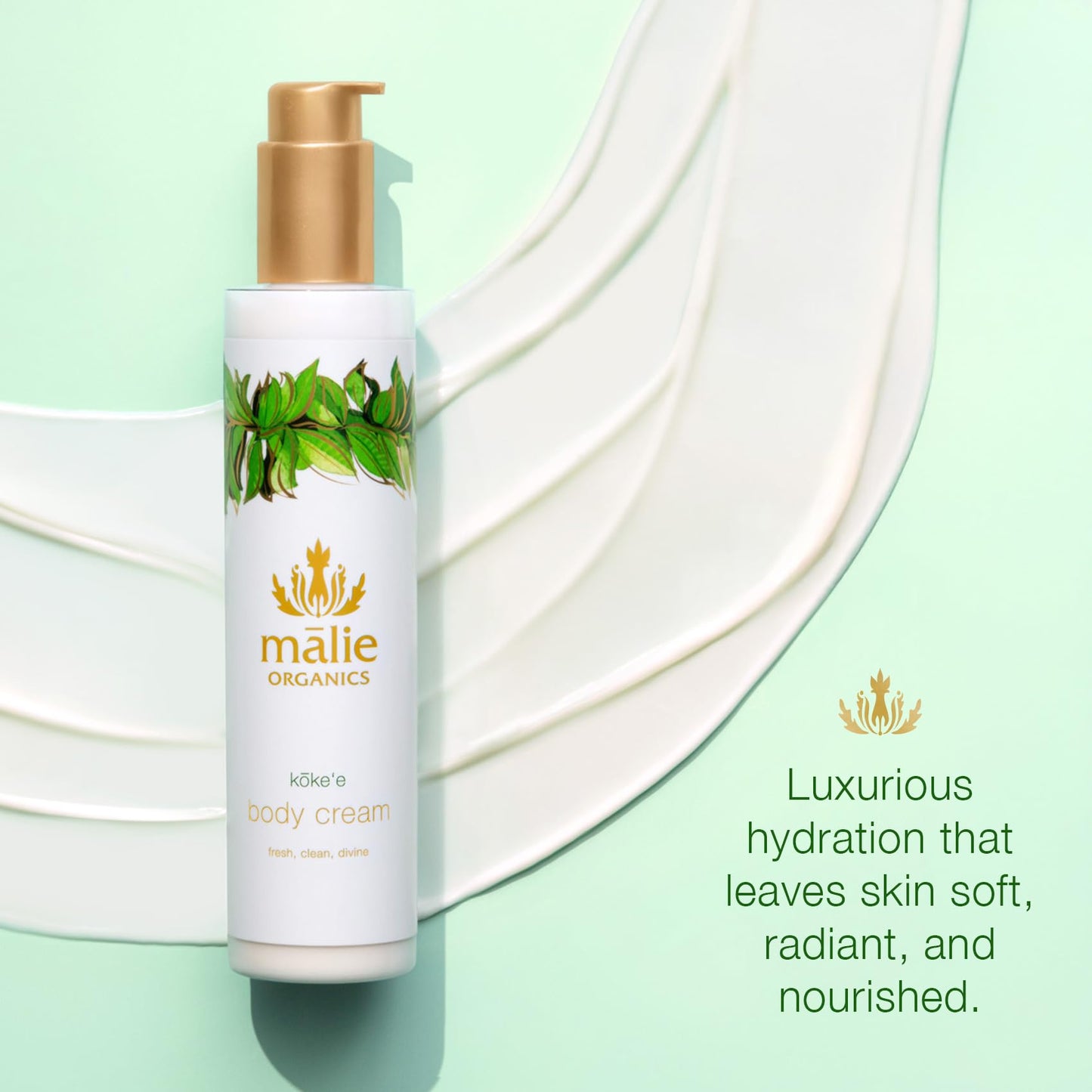Mālie Organics Body Cream, Kōke‘e Scent, Deep Hydration, Coconut Oil + Kukui Nut Oil + Aloe + Chamomile, Vegan, 7.5 oz