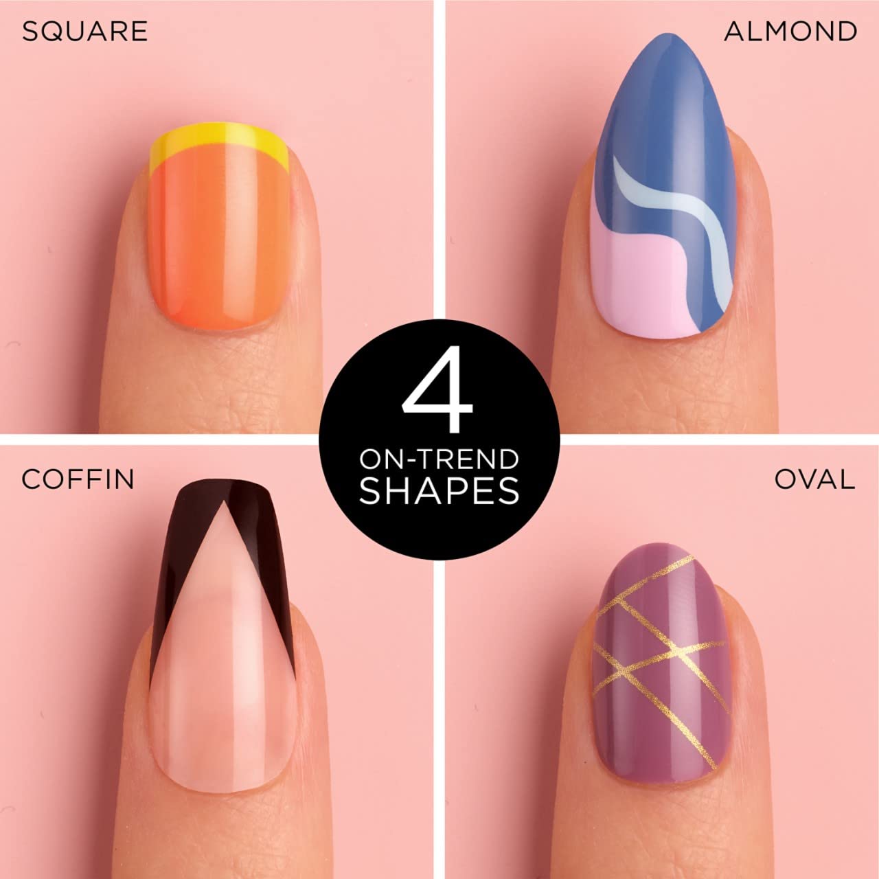 Sally Hansen Salon Effects® Perfect Manicure, Swoop There It Is, Press On Nails, Oval Shaped, Non-Damaging Adhesive Tabs, File, and Alcohol Pad Included