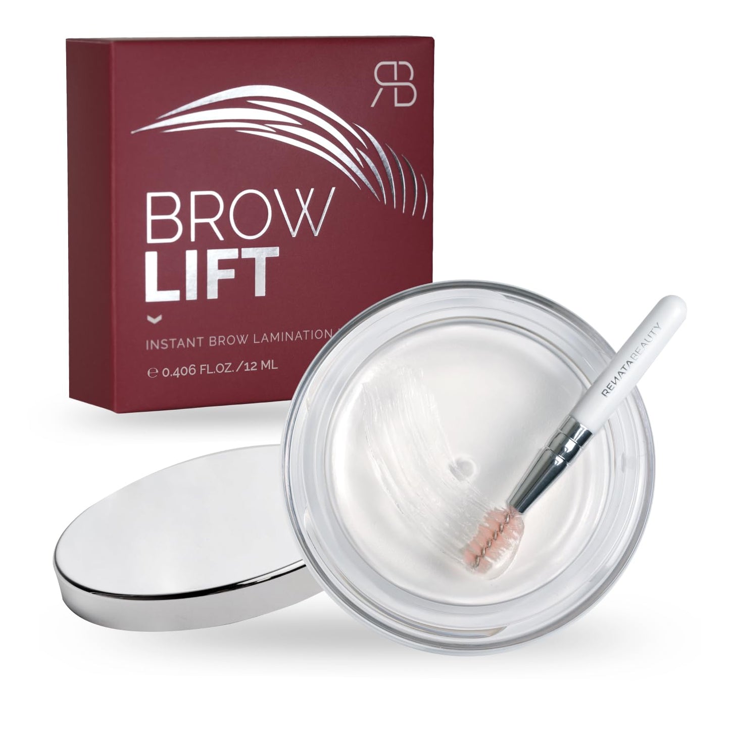 RB RENATA BEAUTY Brow Lift – Clear Brow Wax for Instant Lamination Effect & All-Day Hold – Flake-Free, No White Residue – Includes Mini Brush – 0.406 fl oz (12 mL) – Fluffy, Feathered, Soft Brows Look