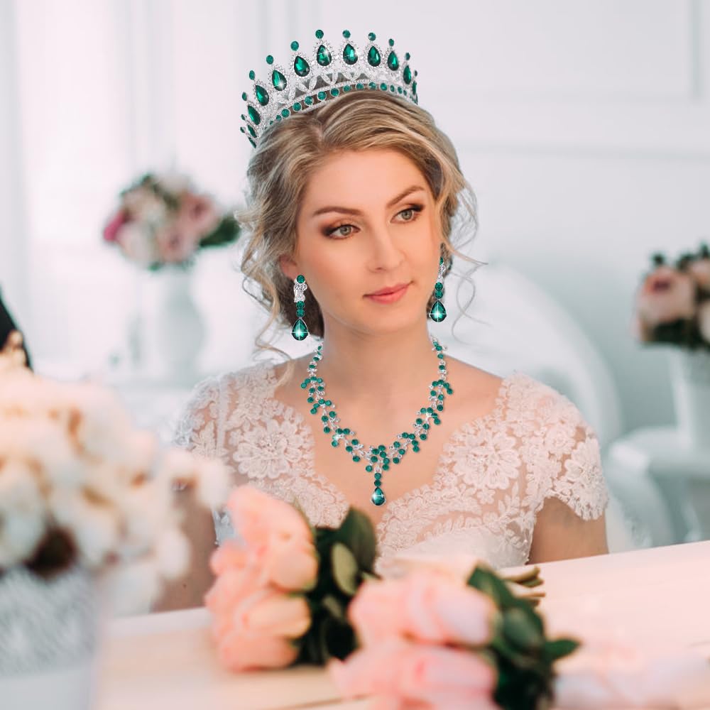 Geurlev Tiaras and Crowns for Women,Tiaras Earrings Necklace, Crystal Bridal Jewelry Set, Costume Party Halloween Prom Pageant Jewelry for Women