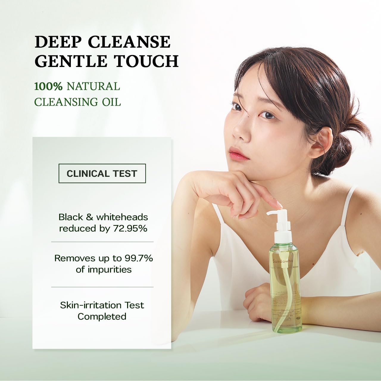 SanDaWha SKINCURE Camellia Natural Mild Cleansing Oil - Korean Skincare Deep Makeup Remover & Pore Cleanser for Blackheads and Sebum with 8 Plant Oils, Ideal for Sensitive Skin, 6.76 fl. oz.