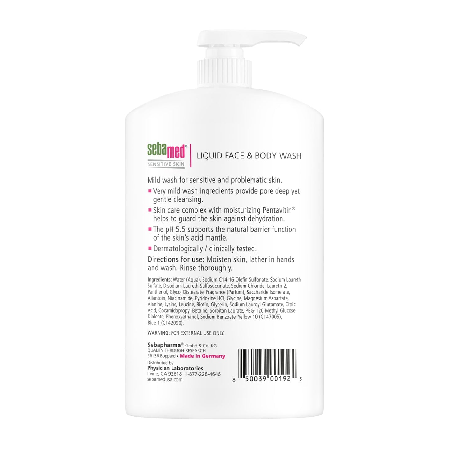 Sebamed Liquid Face & Body Wash 1000mL (1 Liter) Paraben-Free Dermatologist Recommended Mild Gentle Cleanser