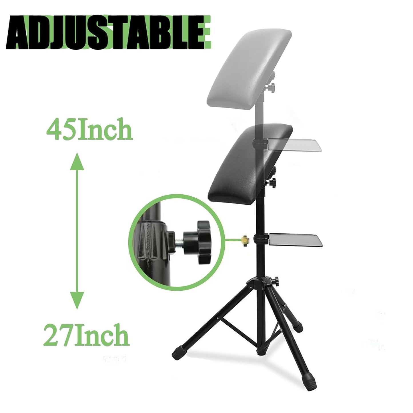 Tattoo Arm Rest & Legrest Stand - 360° Adjustable Design | Foldable Leather Pad with Thick Sponge for Tattoo Artists