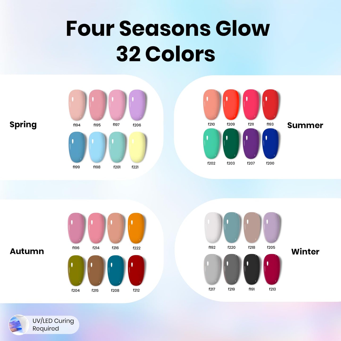 Beetles Gel Nail Polish Kit with U V Light -54 Pcs 32 Colors Gel Nail Set