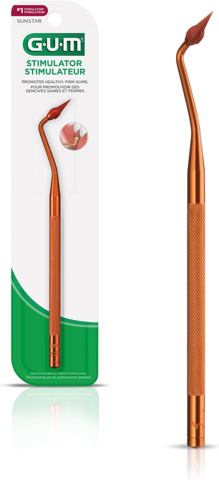 GUM Stimulator Permanent Handle with Rubber Tip, Precision Control, Massages Gums (Pack of 5)