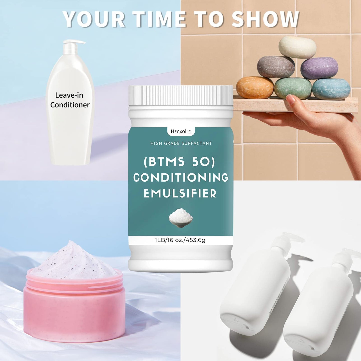 16 oz BTMS 50 Conditioning Emulsifier for Making Leave-in Conditioner, Premium BTMS 50 Conditioning Emulsifier Granules, Higher Activity than BTMS 25, Suitable for Making Lotions, Shampoos and More