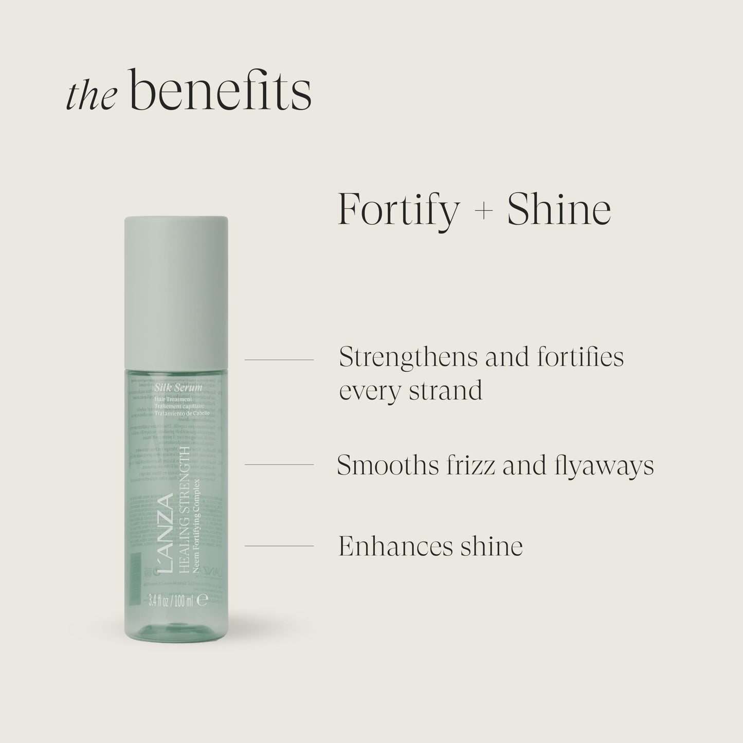 L'ANZA Healing Strength Silk Serum Strengthening Hair Treatment, Repairs Damage, UV & Heat Protection, Smooths Split Ends, Adds Glossy Shine, Anti Humidity & Frizz, Color Safe Sulfate Free (3.4 Fl Oz)