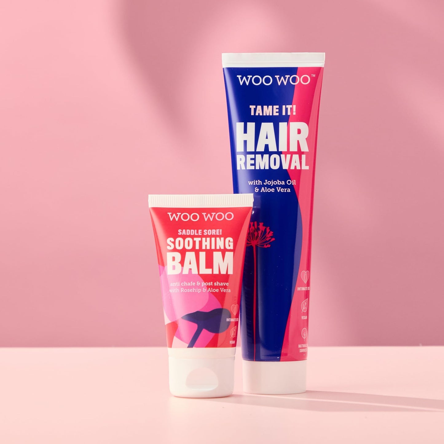 Tame It! Hair Removal Cream 100ml, Jojoba Aloe Vera - Saddle Sore! Soothing Moisturising Balm 50ml, Chamomile Rosehip Oil