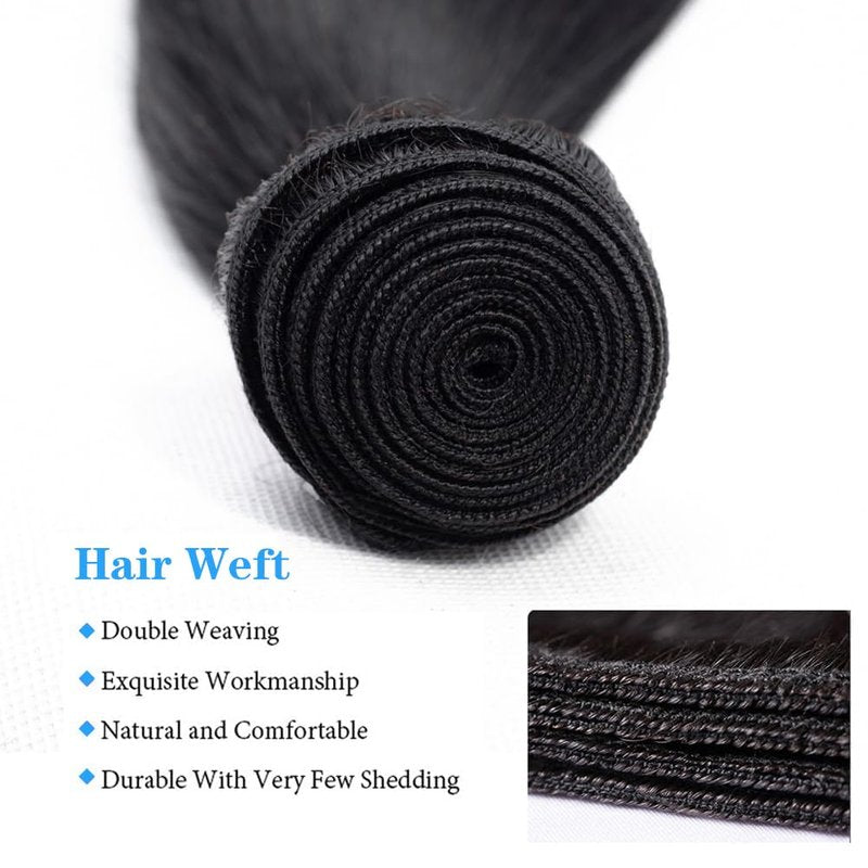 Straight Bundles Human Hair Brazilian Virgin Human Hair Bundles 12 12 12 Inch 100% Unprocessed Straight Hair Double Weft Deals Human Hair Extensions Natural Black