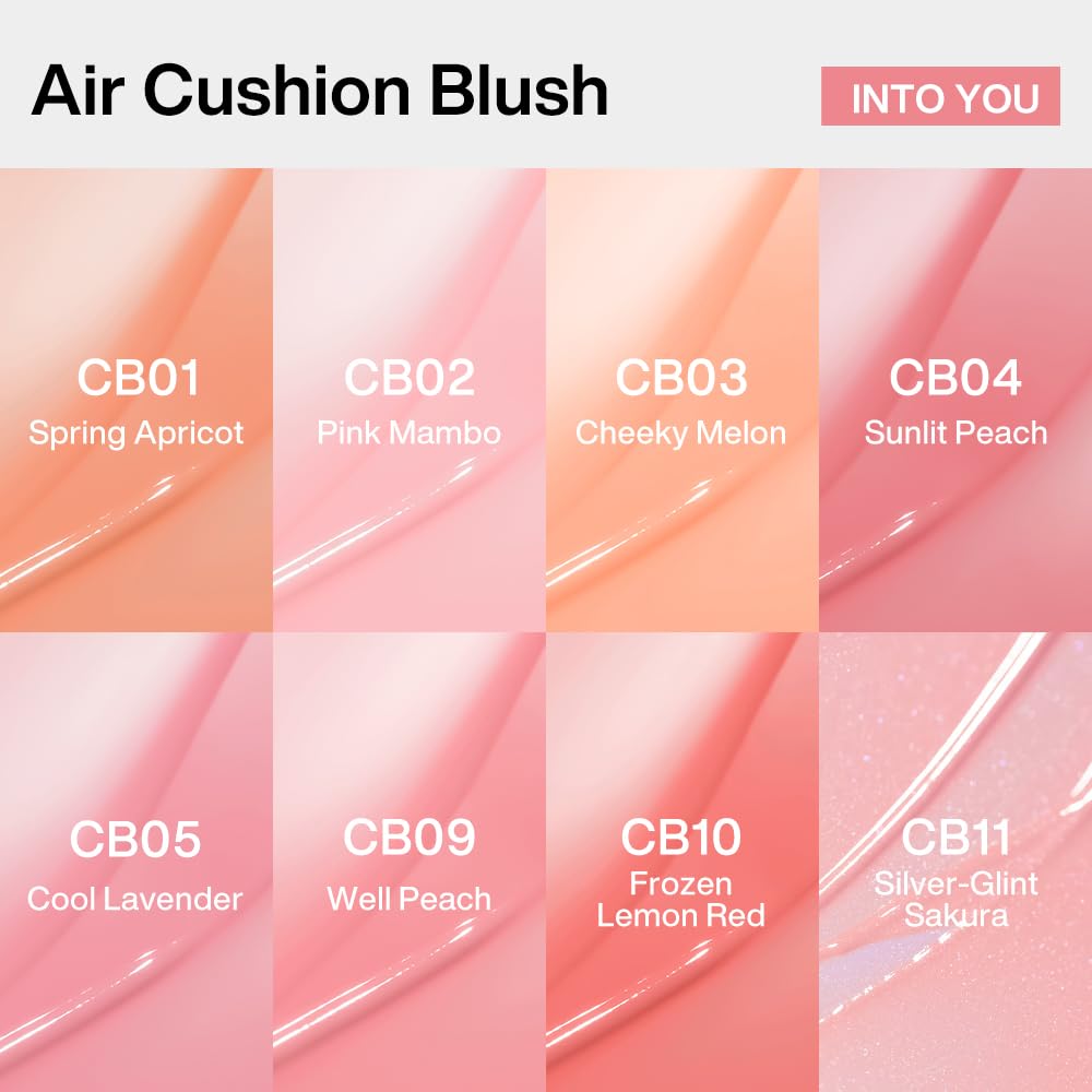 Cream Blush Air Cushion - Moisturizing, Lightweight Liquid Makeup for Cheeks & Eyes | Sunlit Peach, Long-Wearing & Buildable