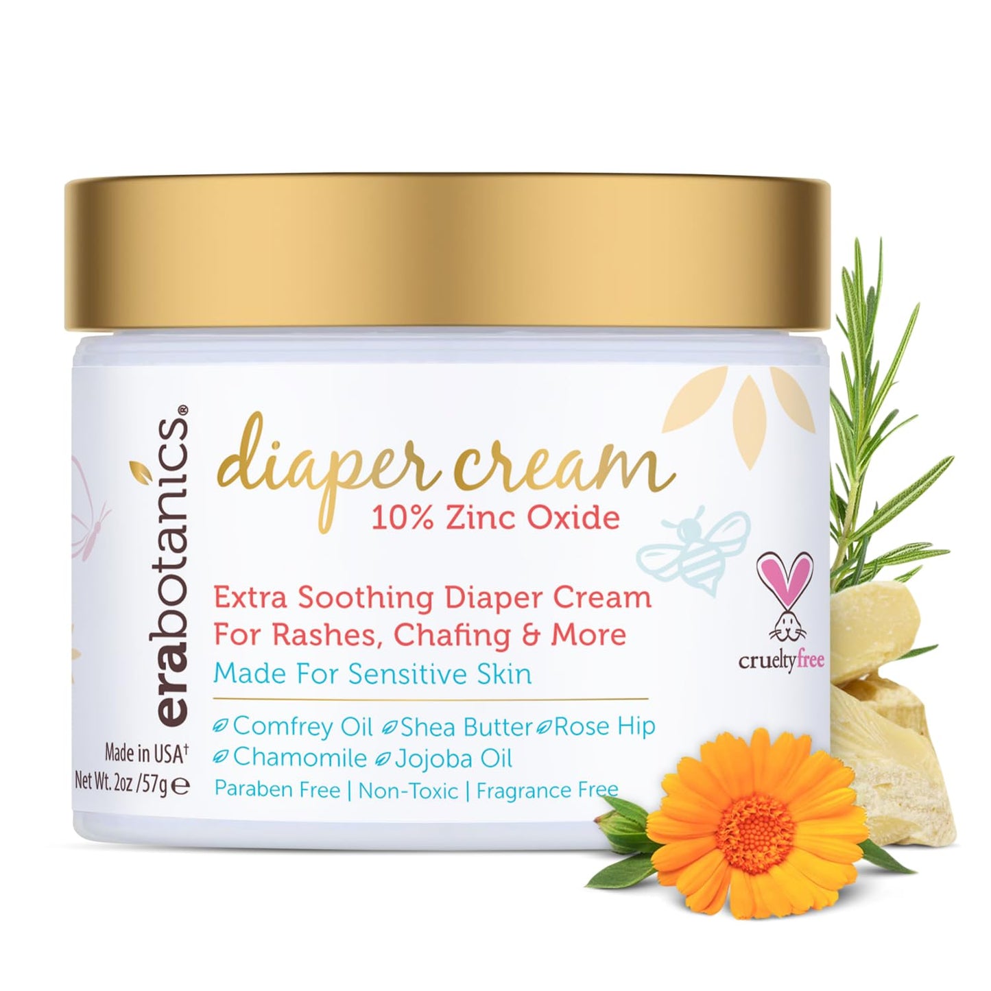 Diaper Rash Cream for Baby - Extra Soothing Zinc Oxide & Organic Aloe Vera | Gentle Moisturizer with Chamomile & Calendula