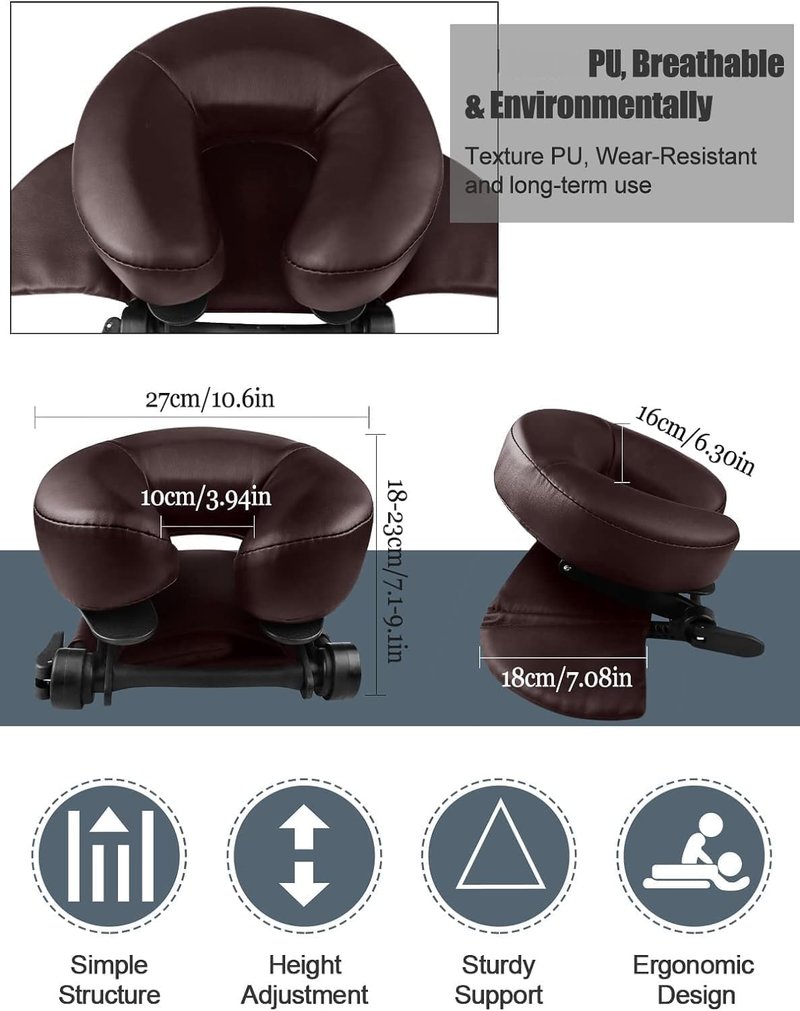 EBANKU Massage Table Face Cradle Cushion, Face Cradle Down Tabletop Massage Kit Adjustable Massage Table Headrest Face Pillow with Platform for Massage Chair SPA Bed (Brown)