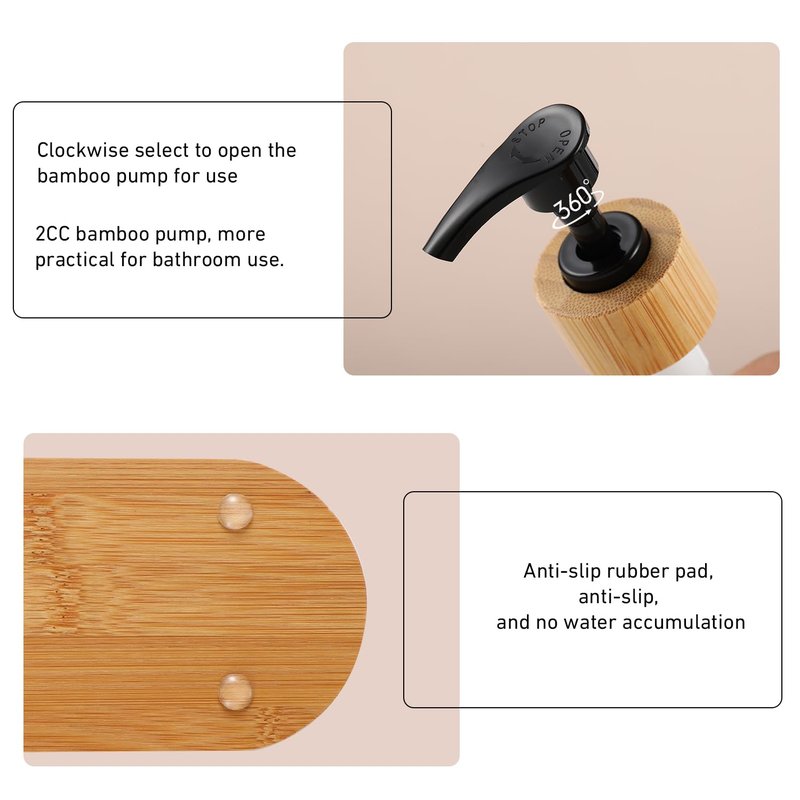 Shampoo and Conditioner Dispenser, Shower Soap Dispenser with Bamboo Pumps/Tray, Refillable Shampoo and Conditioner Bottles, Shower Shampoo Dispenser 3 Chamber, 16oz(White)
