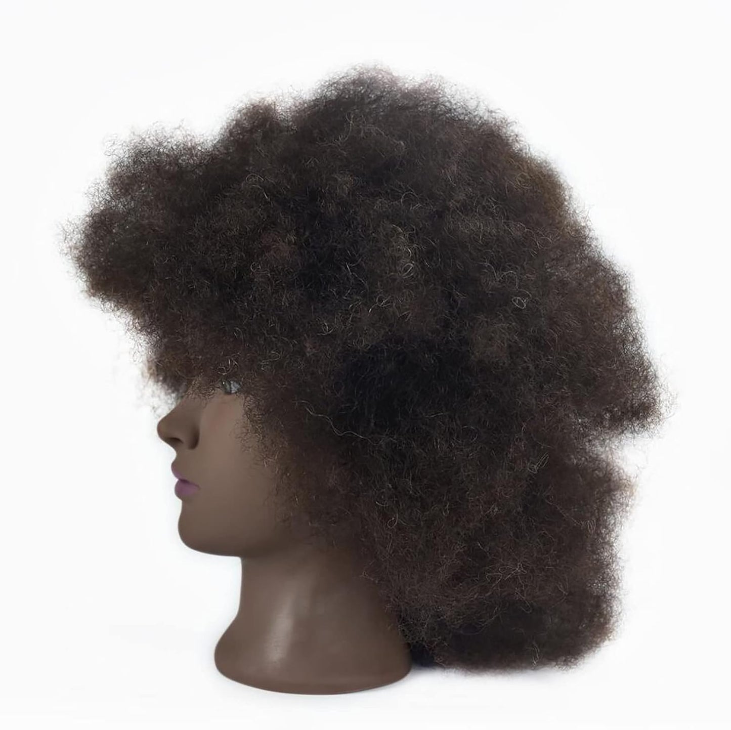 African Mannequin Head - 100% Human Hair Cosmetology Practice for Afro Styling & Braiding | Includes Clamp