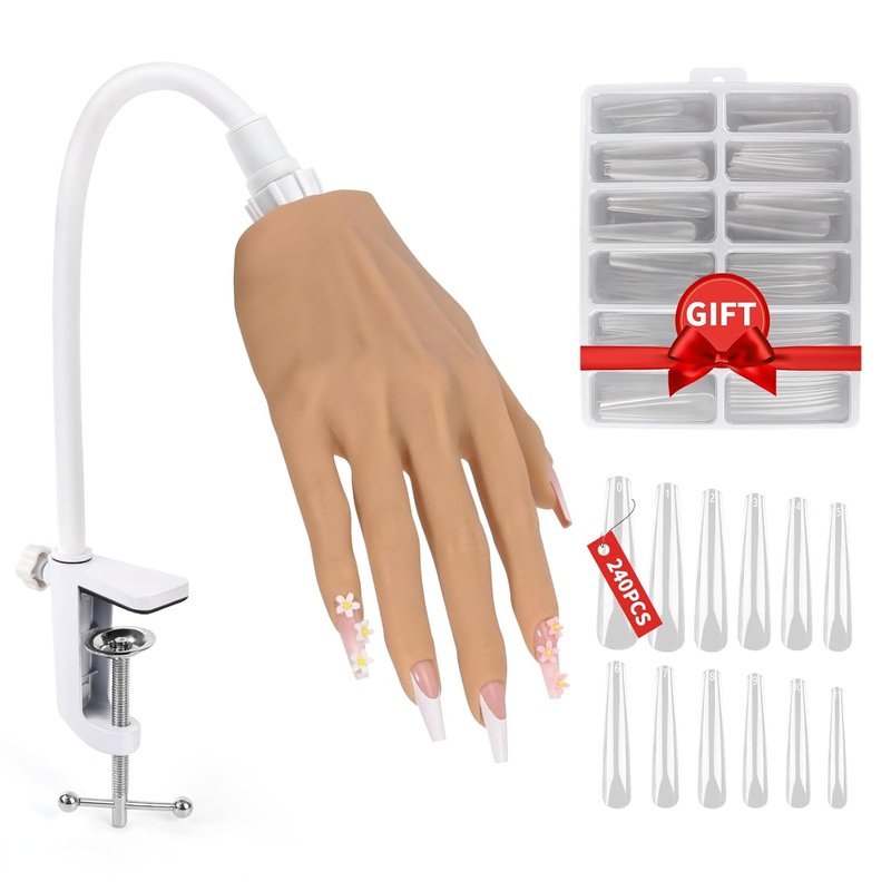 Acrylic Nail Practice Hand - Realistic Silicone Mannequin for Flexible Training | Visible Joints
