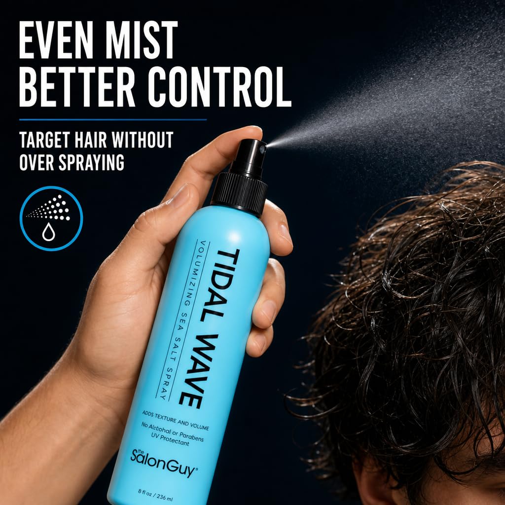 THESALONGUY Tidal Wave Sea Salt Spray for Hair – Volumizing & Texturizing Spray for Beach Waves, Thickness & Lift – Hairstylist Created Daily Wavy Hair Products for Men & Women (8 oz.)