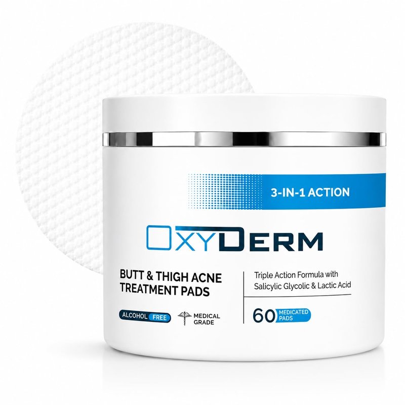 Butt & thigh Acne Treatment Pads - Exfoliating Pads to Eliminate Acne Causing Bacteria. Removes Pimples, Blemishes & Ingrown Hairs for the Buttocks & Thigh Area for Both Men & Women.