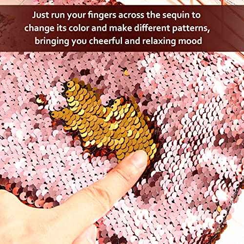 Tatuo 4 Pcs Sequin Makeup Bag Glitter Sequin Purse Rainbow Iridescent Make up Bag Small Reversible Cosmetics Pouch for Women Teacher Graduation Gifts Party Favors