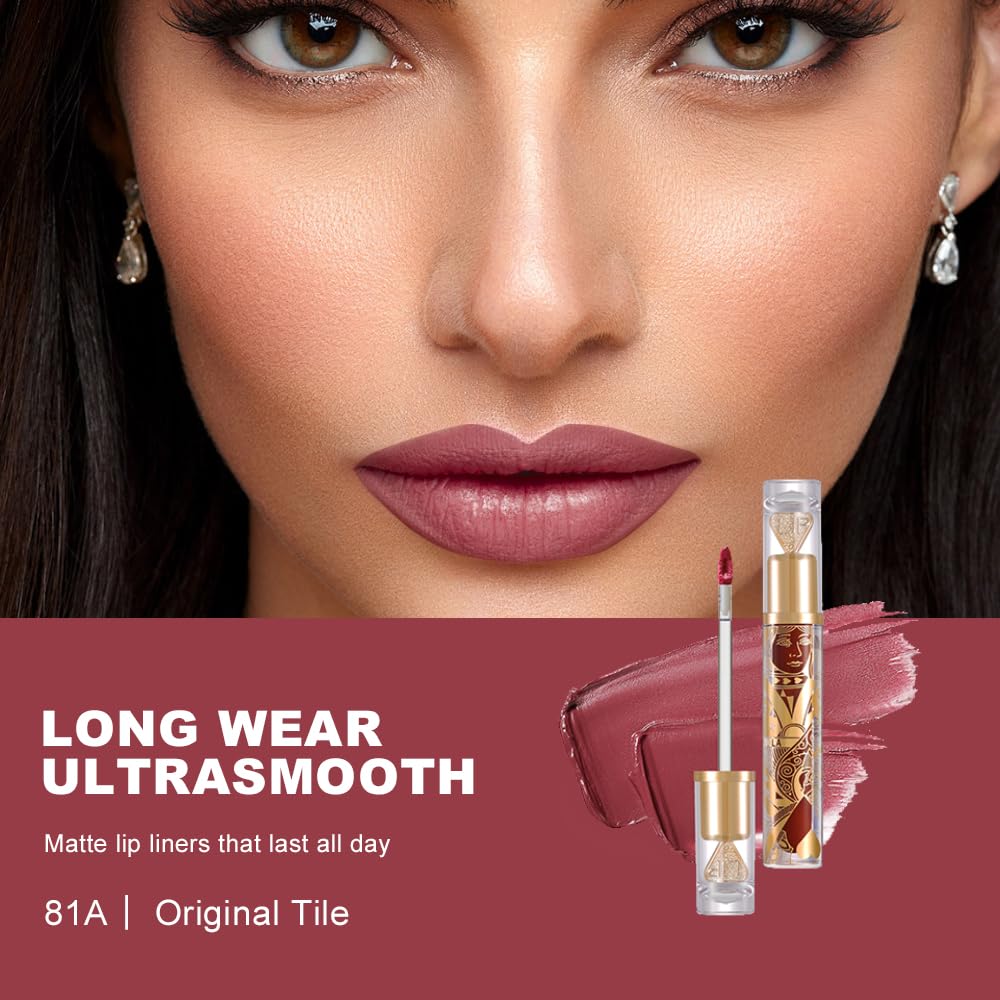 Matte Velvet Lip Stain, Long-Lasting Lip Tint, Waterproof Non-Sticky Lip Color, Transfer-Proof Smudge-Proof Lip Stain, Cloud-Like Soft Blurring Texture with Misty Velvet Finish, Rosewood Nude-81A